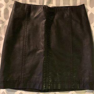 Free People black leather mini skirt.